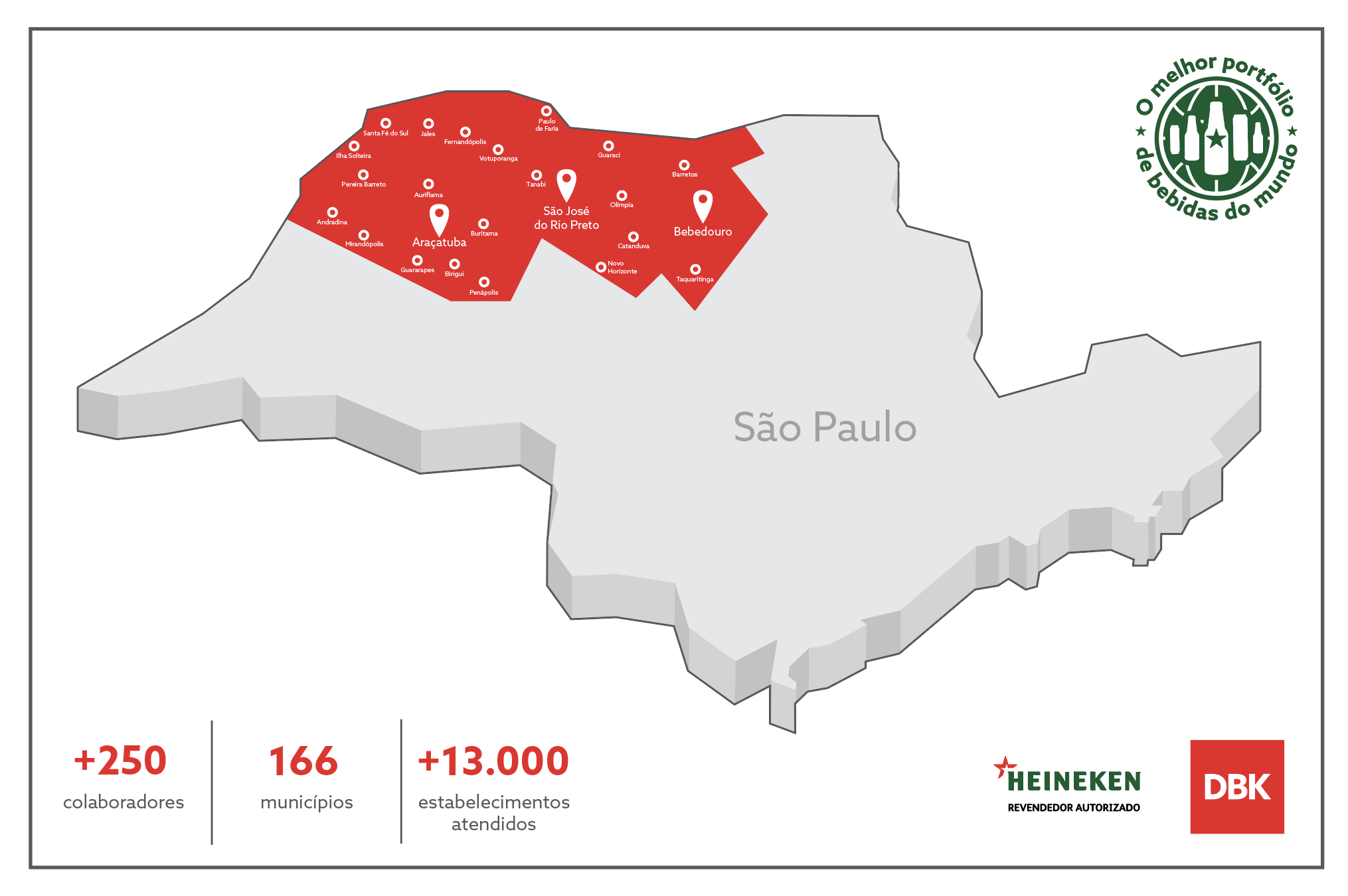 Mapa de atendimento da DBK